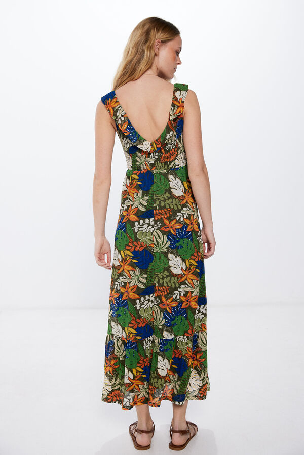 Springfield Midi-Kleid botanischer Print braun