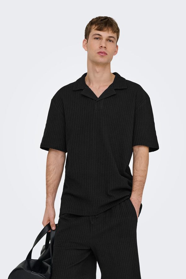 Only & Sons Cotton polo shirt Crna