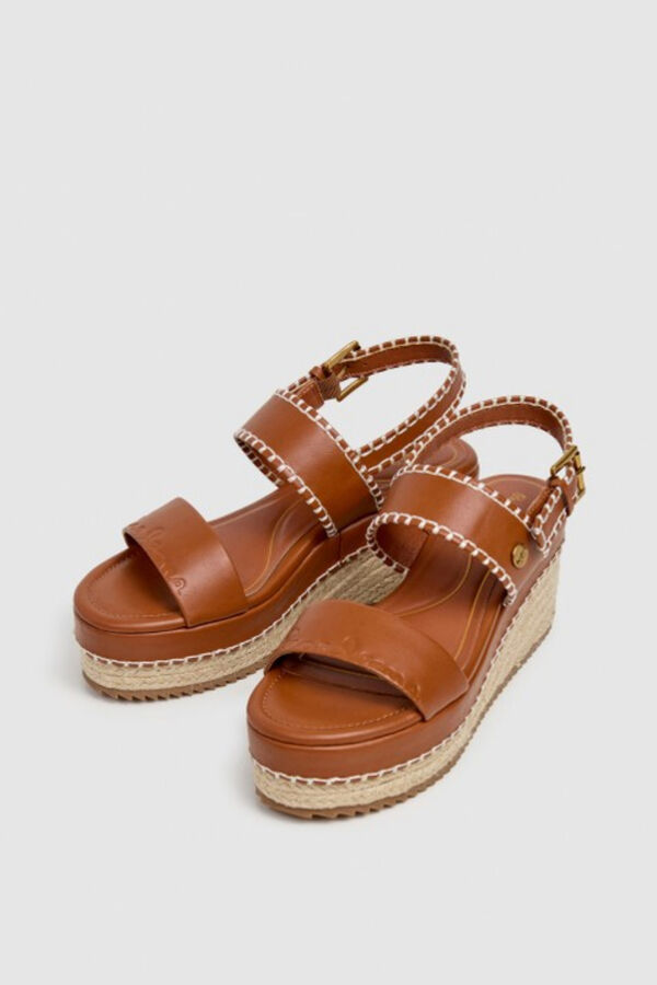 Pepe Jeans Wedge sandals with ankle fastening mink