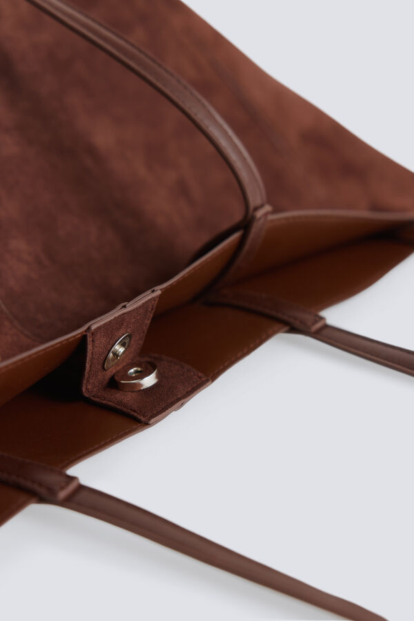 Springfield Mala tote bag efeito camur&ccedil;a castanho