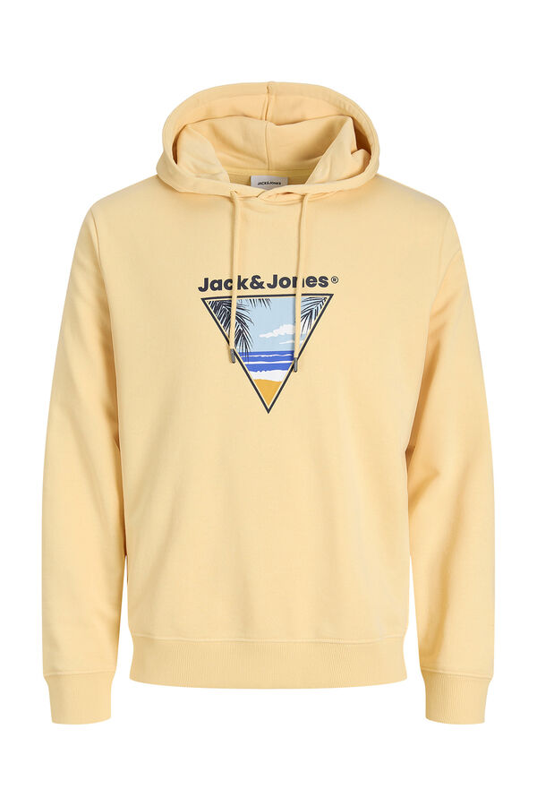 Jack & Jones Sudadera capucha algod&oacute;n suave amarillo
