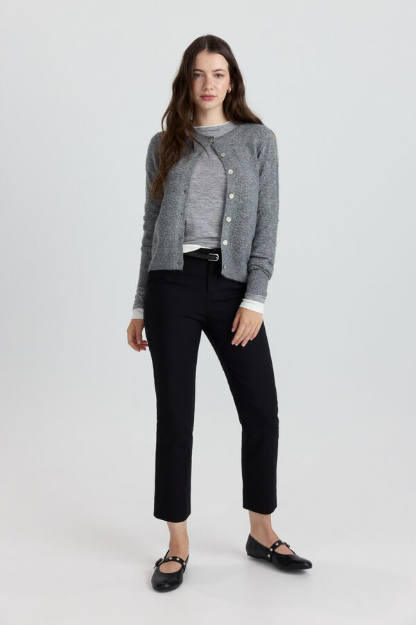 Springfield Openwork knit button jumper grey