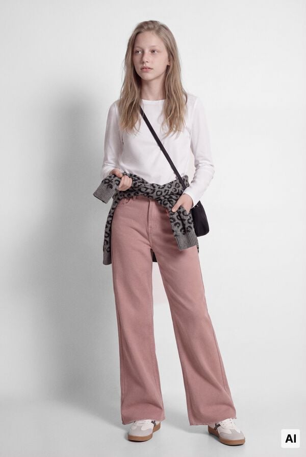 Springfield Kids Osnovne culotte pantalone od kepera za devojčice Roze