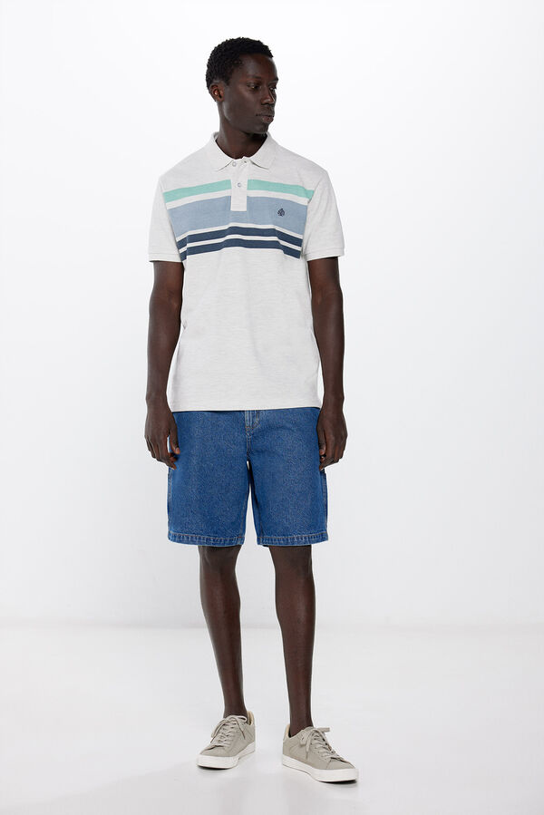 Springfield Polo majica od pikea, color block standardnog kroja svetlosiva