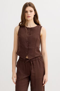 Inside Top sin mangas textura marr&oacute;n