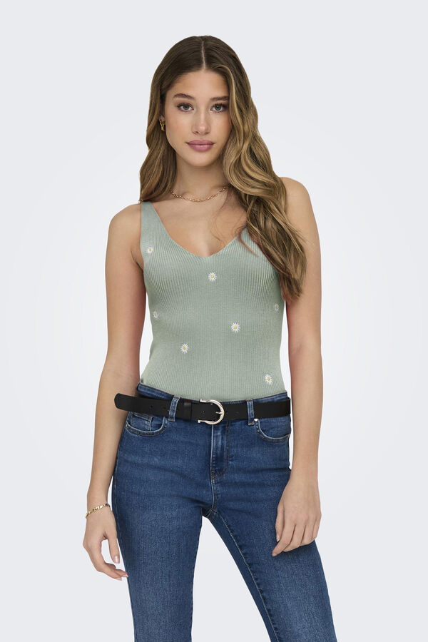 Springfield Embroidered jersey-knit top green