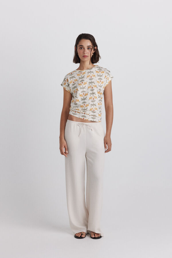 Springfield Printed T-shirt with buttons brown