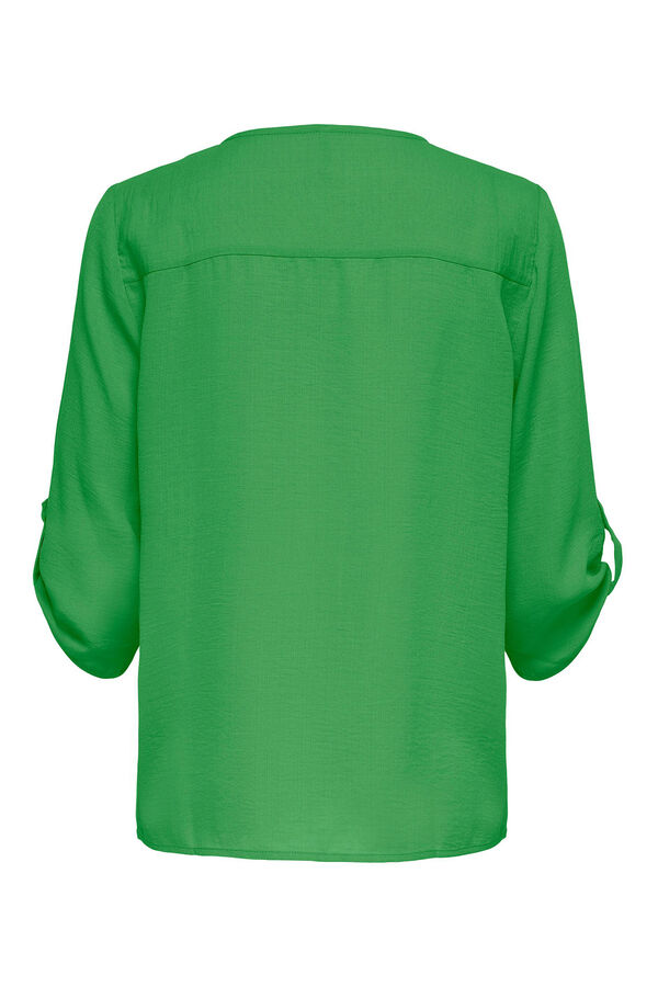 Springfield V-neck blouse with 3/4-length sleeves green
