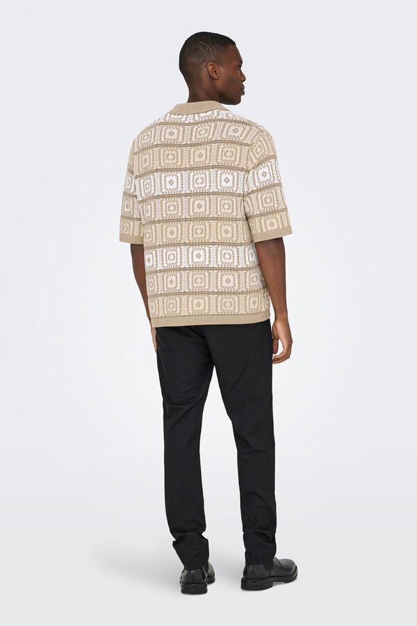 Only & Sons Polo de punto manga corta beige