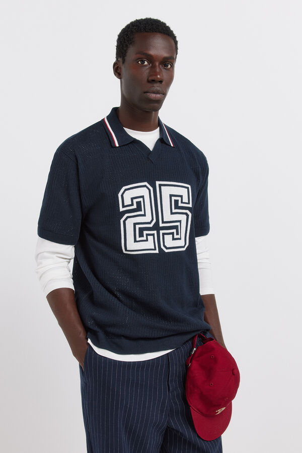 Springfield Jacquard sport polo shirt blue