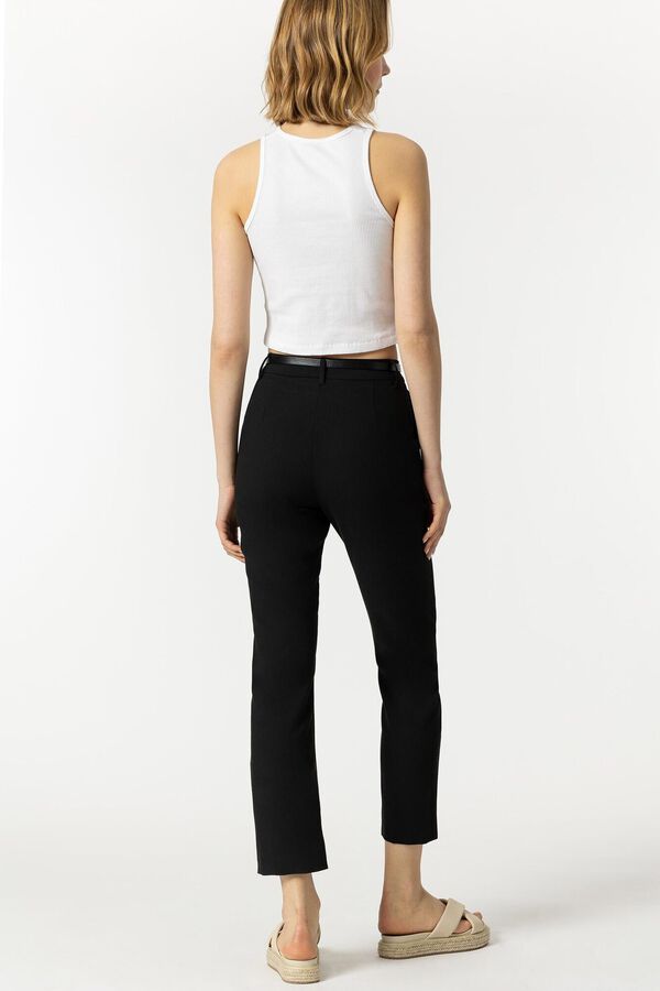 Springfield Belted high-rise trousers fekete