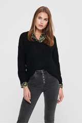 JDY Jersey cuello pico negro