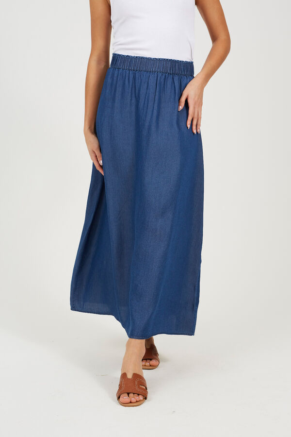 Brave Soul Saia midi com cintura el&aacute;stica azul