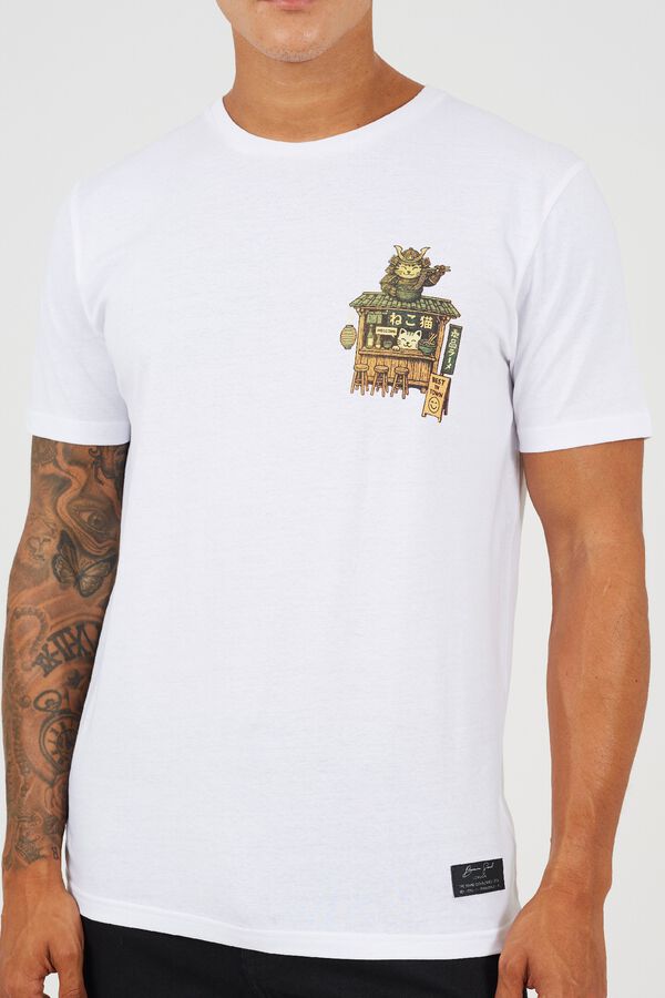 Brave Soul Oriental print short sleeve T-shirt white