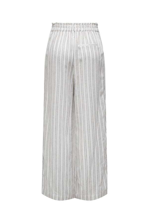 Springfield Striped linen wide leg trousers white