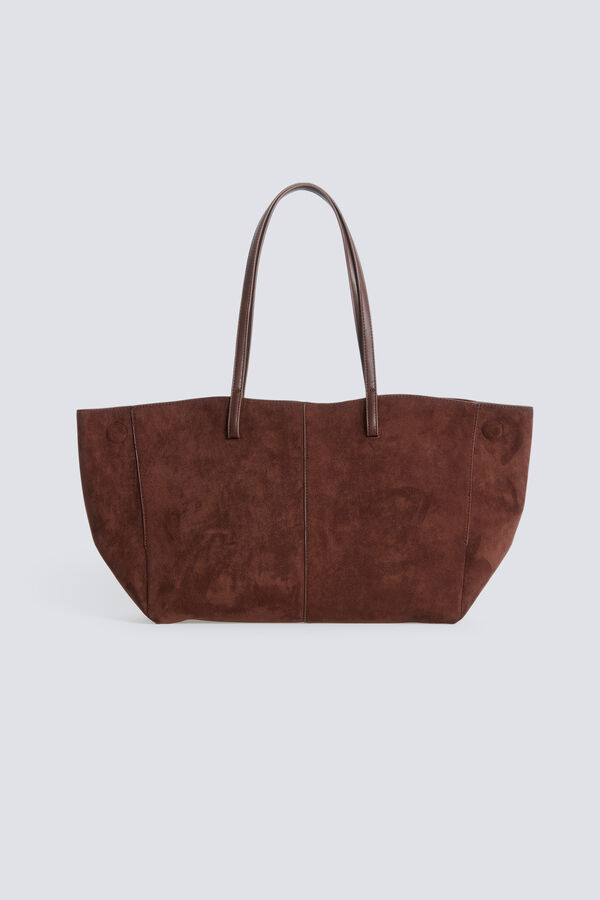 Springfield Mala tote bag efeito camur&ccedil;a castanho