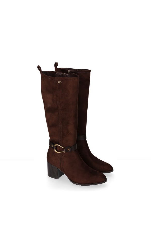 Chika 10 Metallic detail high shaft boots nude