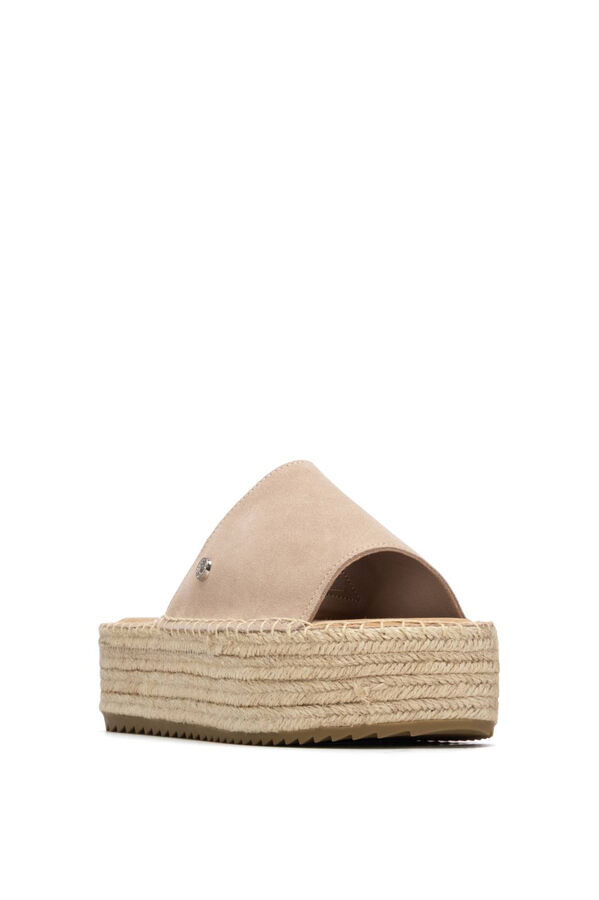 XTI Split leather and jute sandal marron