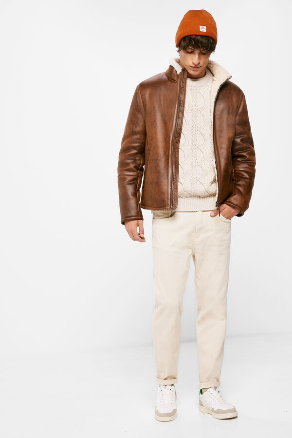 Springfield Double-faced high neck jacket beige