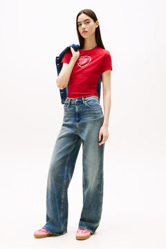 Tommy Jeans T&ecirc;nis femininos de croute rosa da Tommy Jeans.