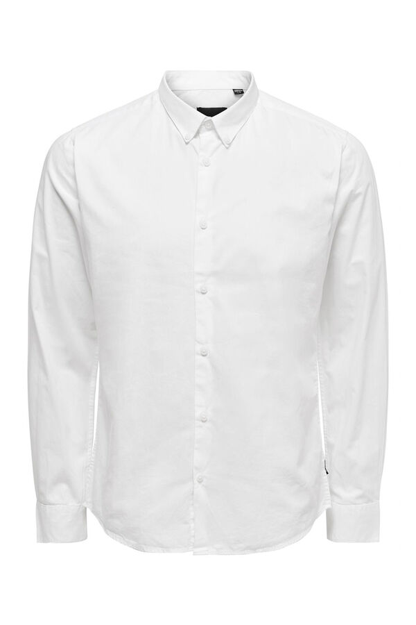 Only & Sons Camisa de hombre slim fit y 100% algod&oacute;n. blanco