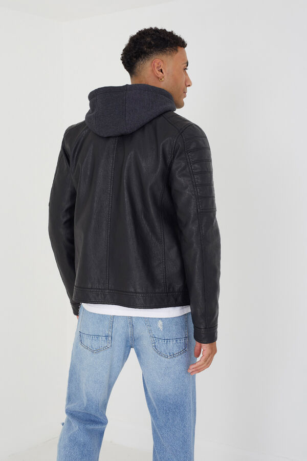 Brave Soul Casaco de motociclista com capuz preto