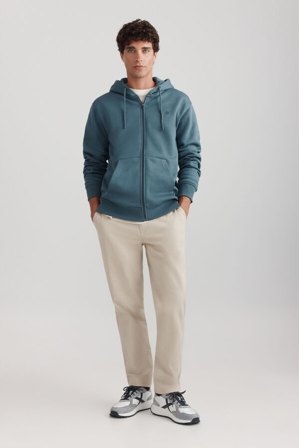 Springfield Basic open hooded sweatshirt blue