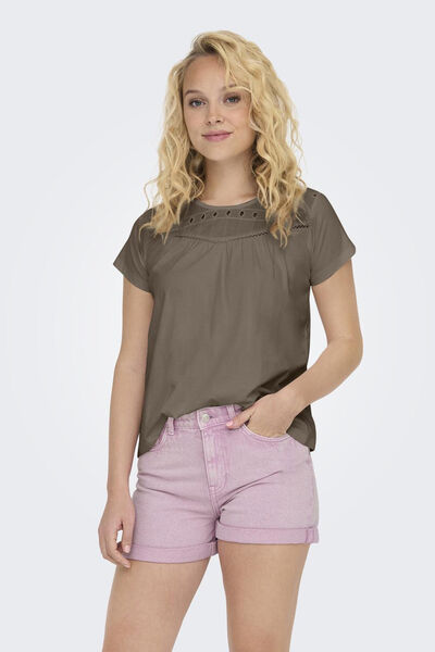 Springfield Round-neck lace top brown