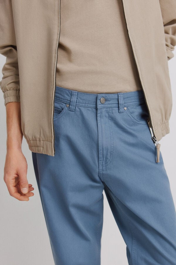 Springfield 5-pocket washed straight fit trousers blue