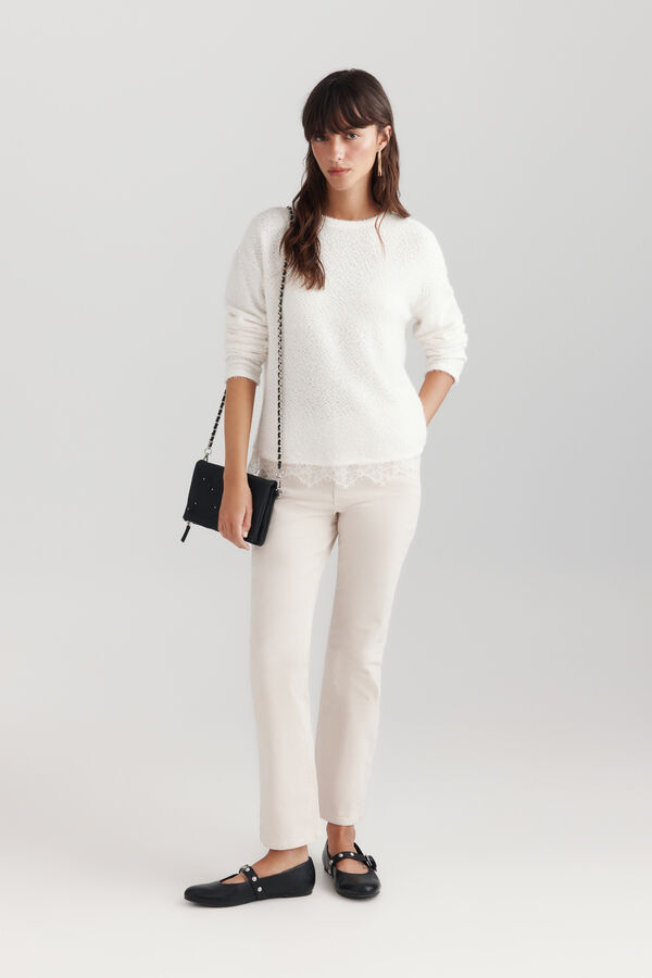 Springfield Lace fine long sleeve jumper white