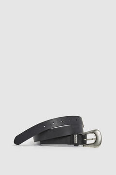 Springfield Metal Buckle Leather Belt black