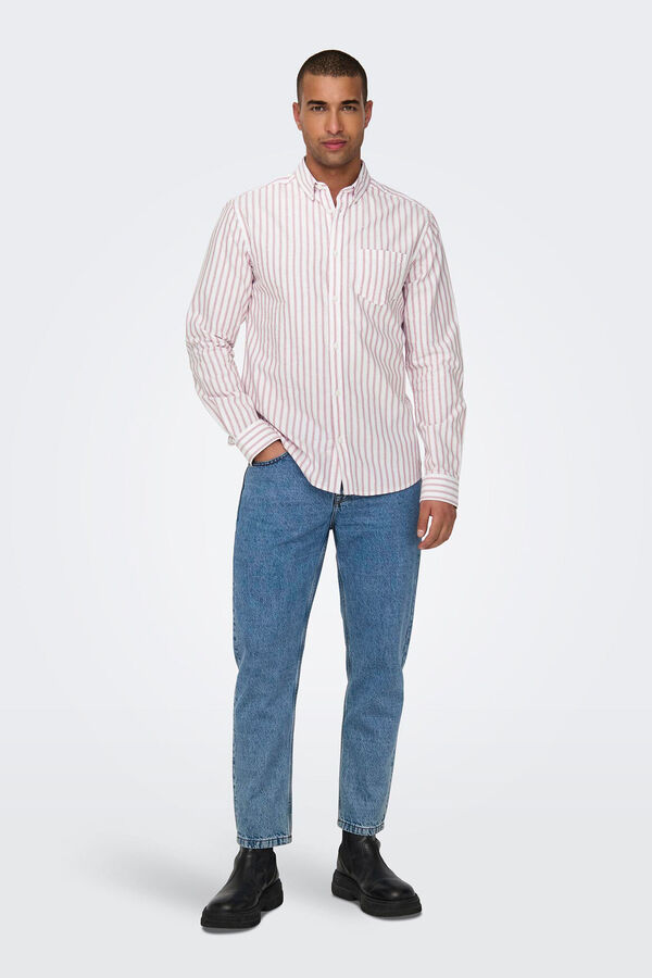 Springfield Long-sleeved striped Oxford shirt brick