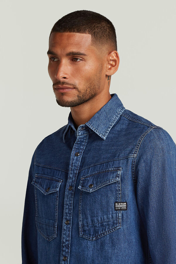 G-STAR Camisa vaquera de manga larga y corte ajustado azul