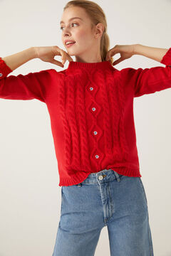 Springfield Pullover Flechtdetail Bl&uuml;mchenstickerei gr&uuml;n