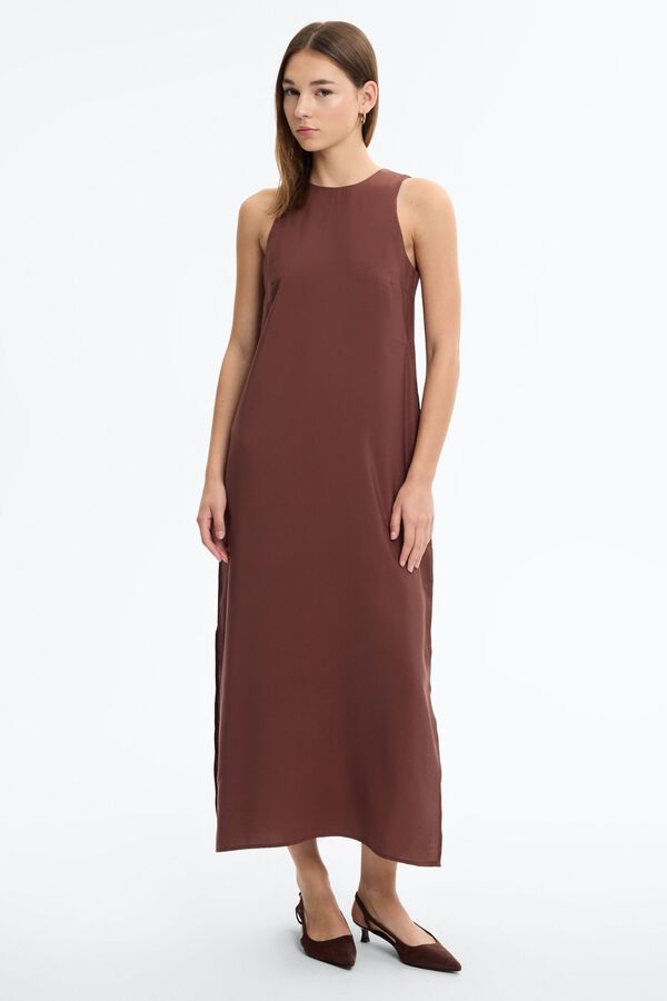 Inside Long dress with slits brown