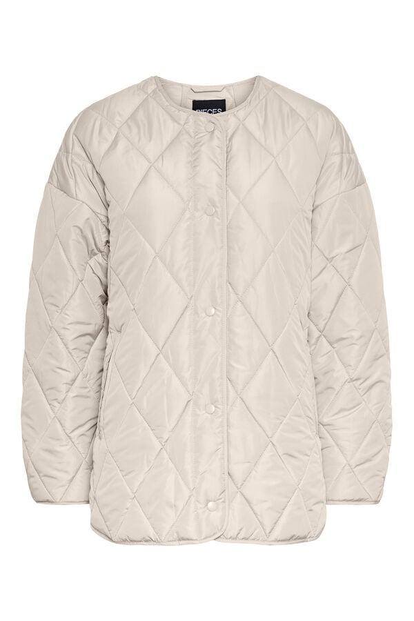 Pieces Quilted buttons jacket grey