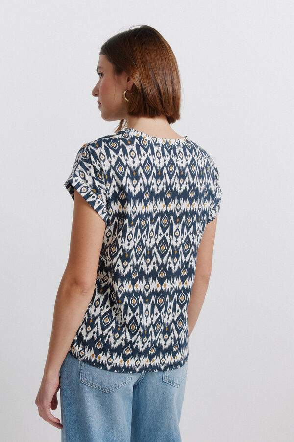 Springfield Printed button T-shirt blue