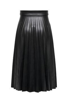 Springfield Pleated faux leather skirt black