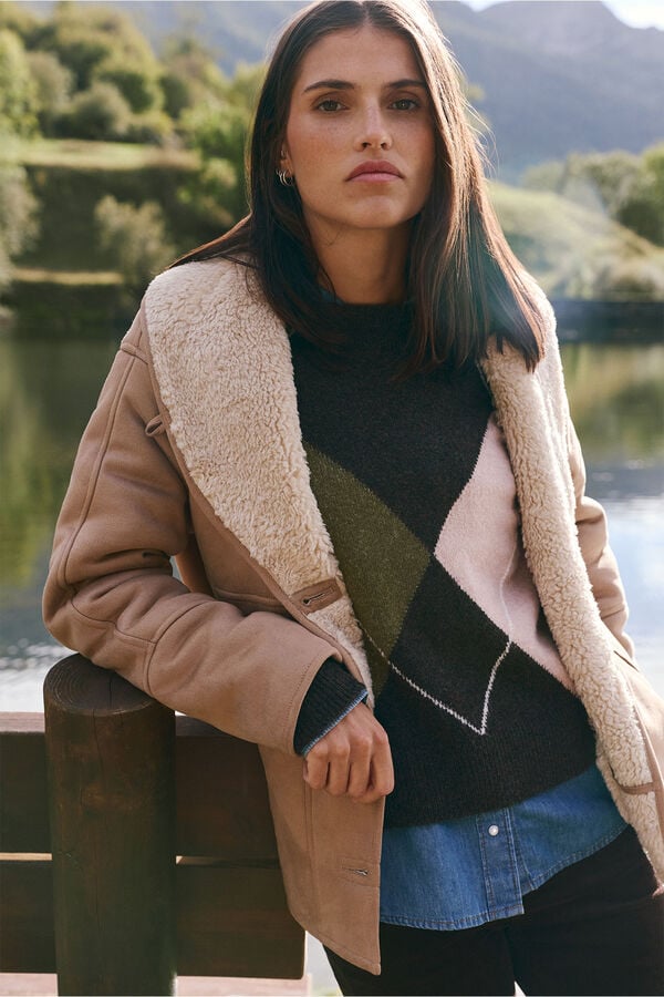 Springfield Suede-effect double-faced coat mink
