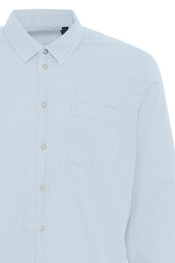 Springfield Camisa Manga Larga con lino azul claro