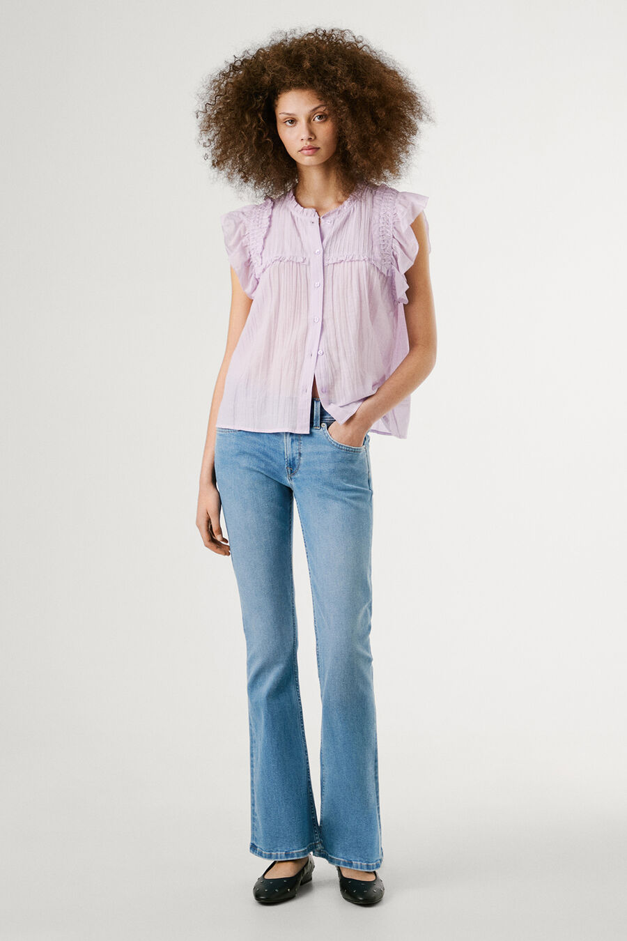 Pantalón denim flare tiro bajo Pimlico