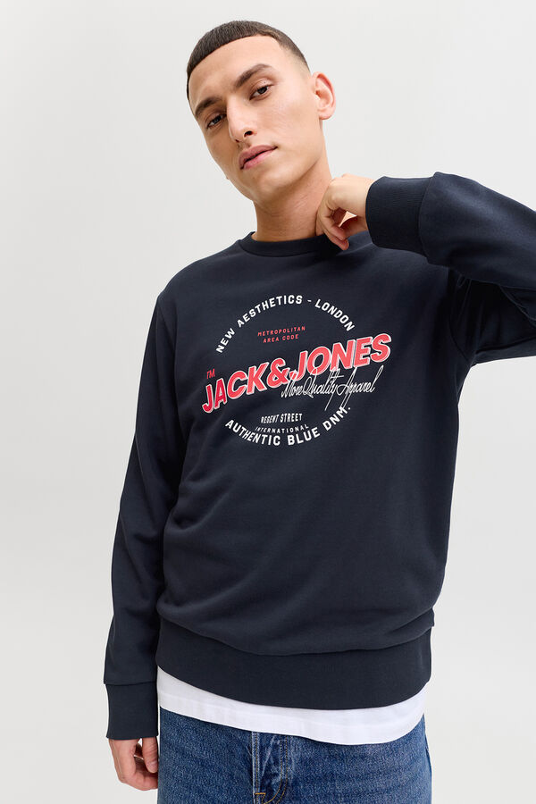 Jack & Jones Large logo sweatshirt bleu