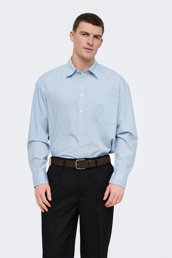 Only & Sons Langarm-Hemd Blau