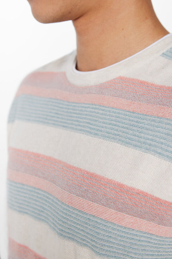 Springfield Textured striped short-sleeved jumper rust