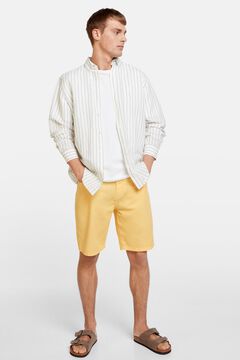 Springfield Washed linen/cotton 5-pocket Bermuda shorts banana