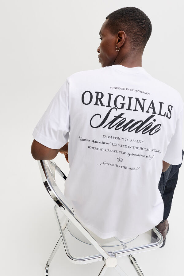 Jack & Jones Camiseta oversize backprint blanco