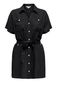 Only Vestido corto camisero de lino