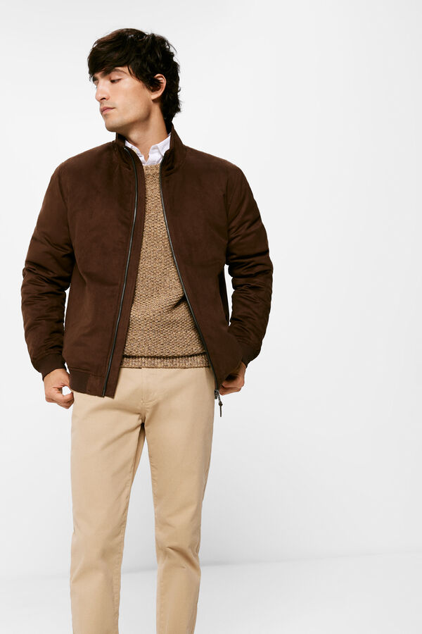 Springfield Suede effect quilted jacket brown