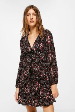 Springfield Vestido Corto Estampado Geom&eacute;trico negro