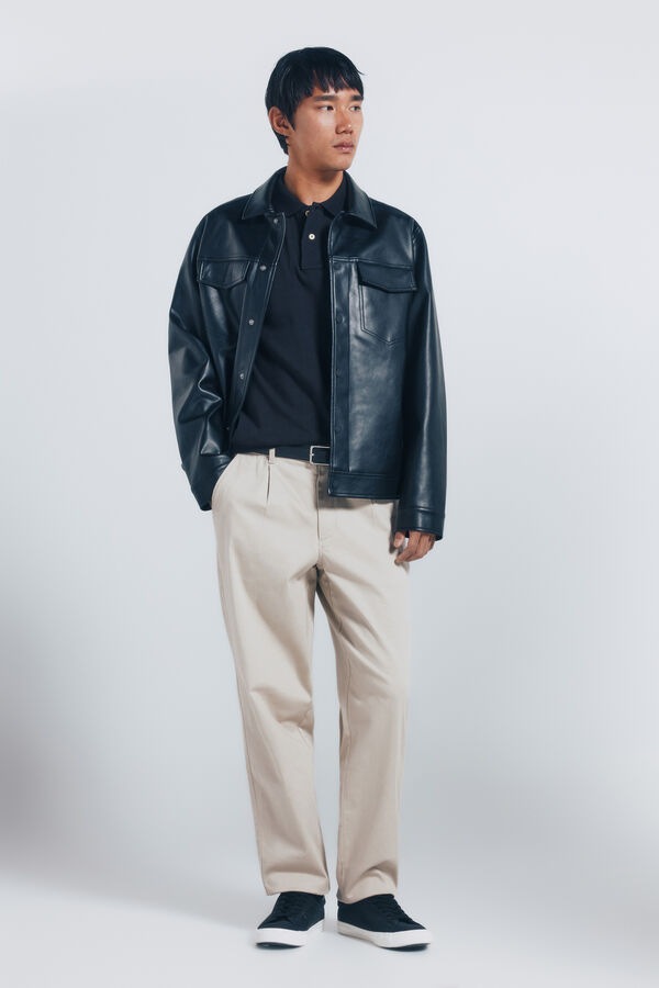 Springfield Essential regular fit piqué polo shirt black